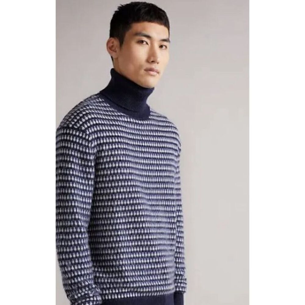Ted Baker Riber Turtleneck Knit Sweater in Navy Blue NWOT Size Large 4